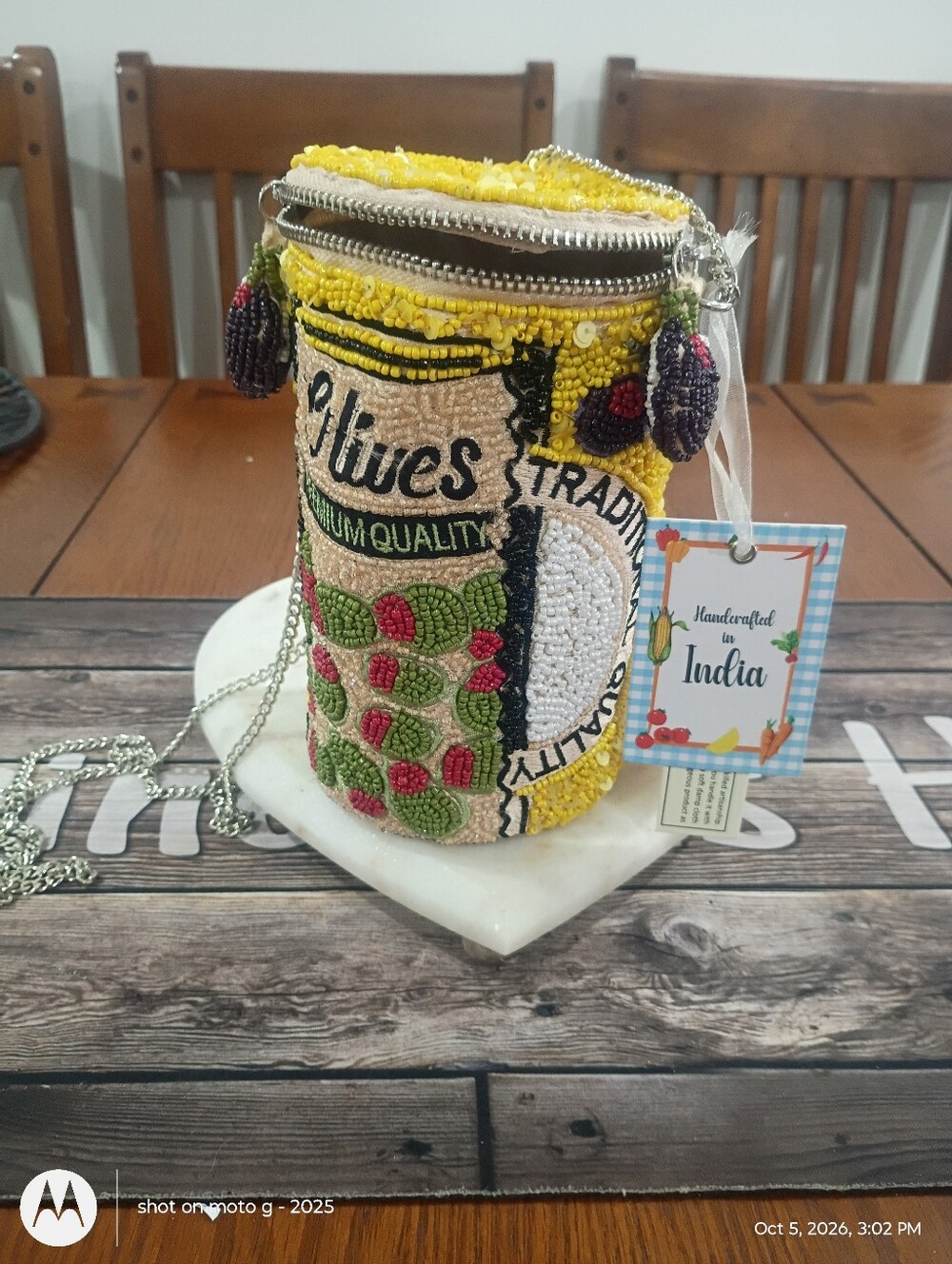 Handcrafted In India Can Of Olives Beaded Bag  Beaded Crossbody Bag - India